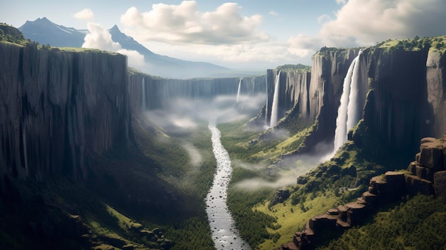 Una foto di un parco nazionale incontaminato con imponenti cascate
