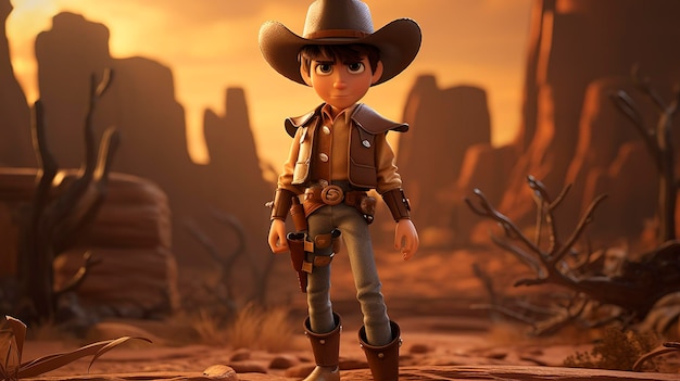 Una foto di un personaggio 3D con un cappello da cowboy