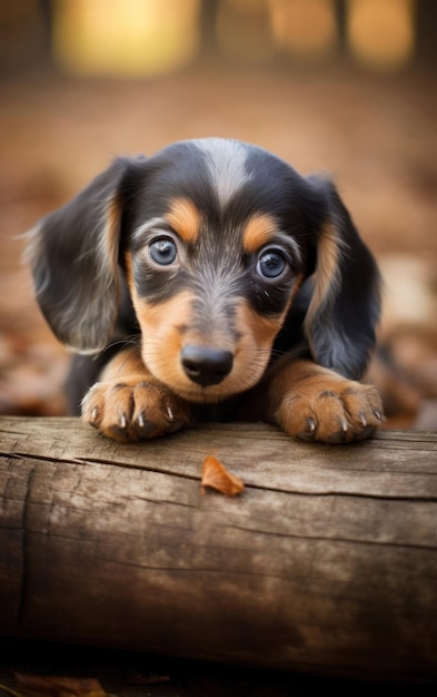 Una foto di un piccolo cane Wiener