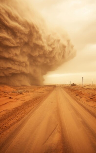 Una foto di un sentiero abbandonato nel deserto nelle sabbie