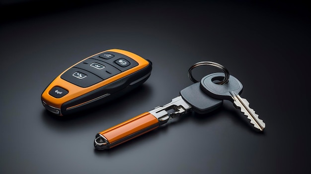 Una foto di un set di chiavi dell'auto e di un portachiavi
