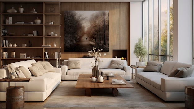Una foto di un soggiorno ristrutturato con mobili moderni