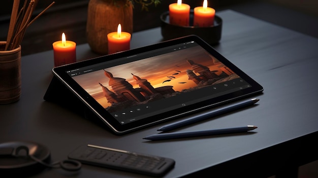 Una foto di un tablet e uno stilo per la progettazione grafica