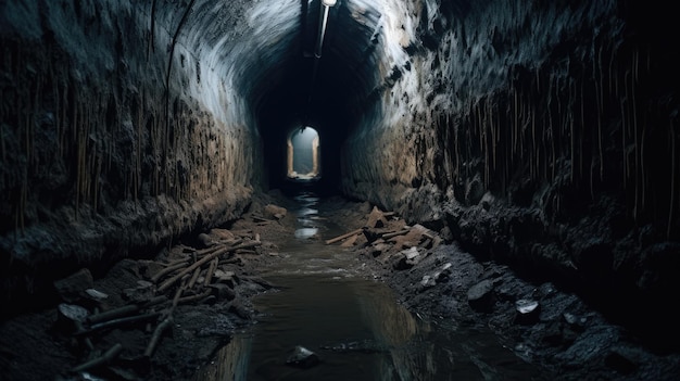 Una foto di un tunnel dimenticato alla debole luce del giorno