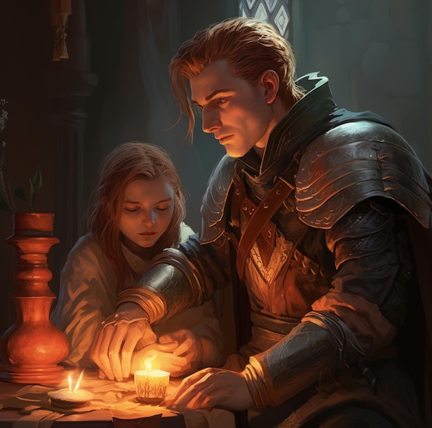una foto di un uomo e una ragazza con una candela.