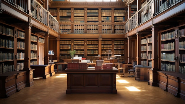 Una foto di una biblioteca di ricerca legale