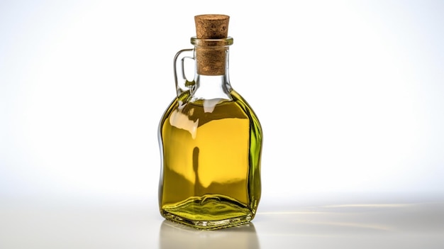 Una foto di una bottiglia di olio d'oliva illuminazione di studio Ai generative