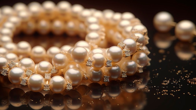 Una foto di una collana di perle scintillante