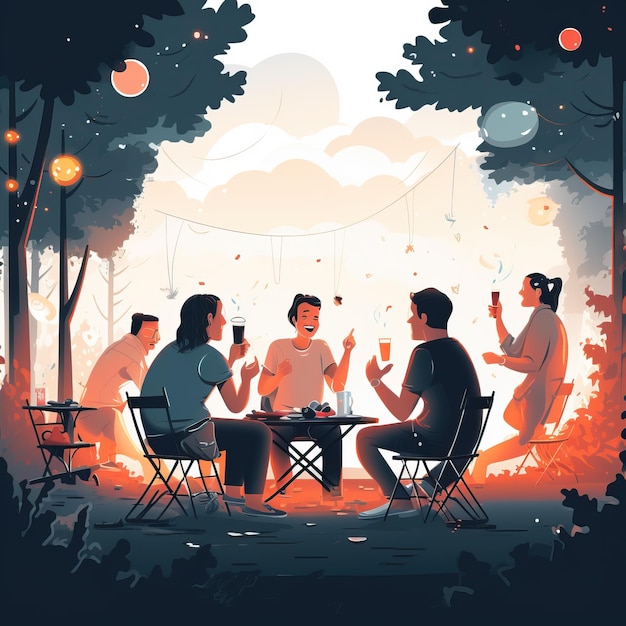 una foto di una famiglia che fa un picnic in un parco