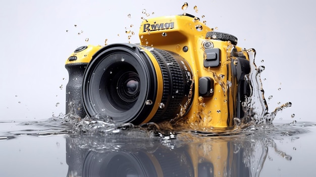 Una foto di una foto a figura intera di una fotocamera digitale impermeabile