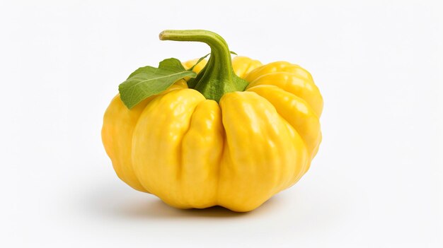 Una foto di una foto a figura intera di zucca pattypan