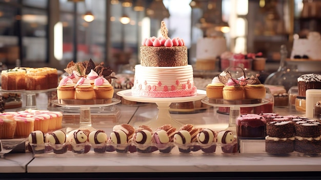 Una foto di una moderna pasticceria