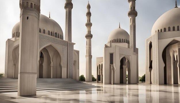 una foto di una moschea con un'ombra sul suolo