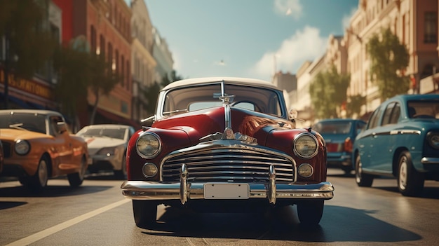 Una foto di una parata di auto d'epoca