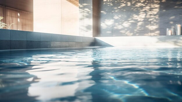 Una foto di una piscina termale con bordi infiniti