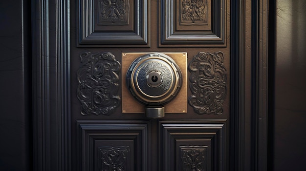 Una foto di una porta d'ingresso sicura con un buco per sbirciare