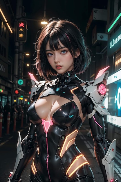 una foto di una ragazza con un tema di cyberfrog