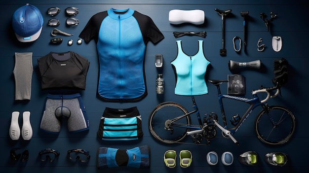 Una foto di una sezione con attrezzature e accessori per il triathlon