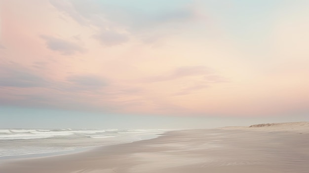 Una foto di una spiaggia nebbiosa coperta da un cielo nuvoloso