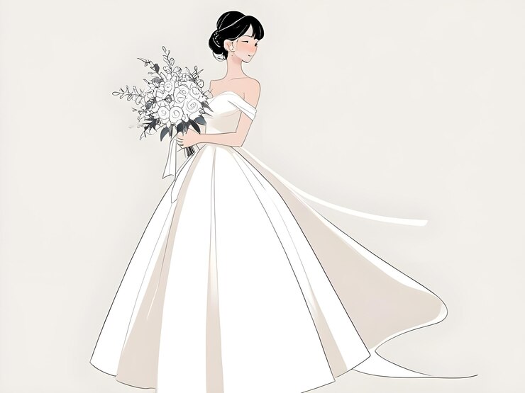 una foto di una sposa con un vestito da sposa