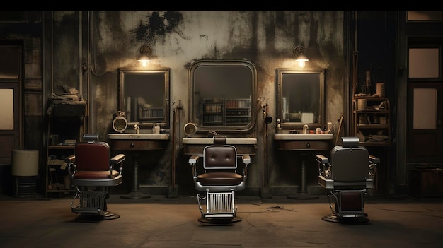 Una foto di una stazione di parrucchiere vuota in un salone