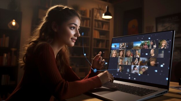 Una foto di uno studente che partecipa a una sessione in classe virtuale