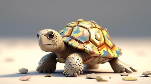 una foto gratis di disegno tartaruga 3d reso