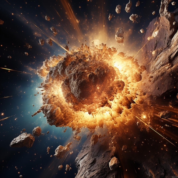una foto gratis di meteoroidi resi 3d nello spazio