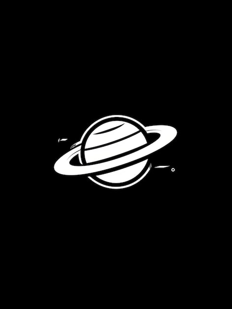 una foto in bianco e nero di un logo di Saturno