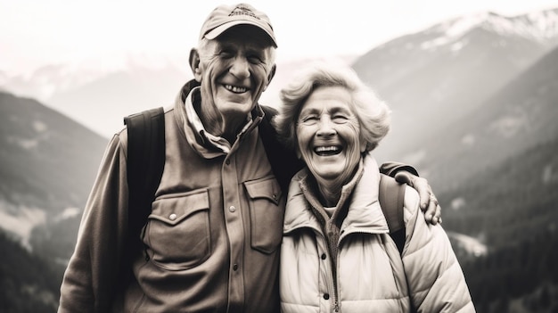 Una foto in bianco e nero di un uomo e una donna generativa ai immagine