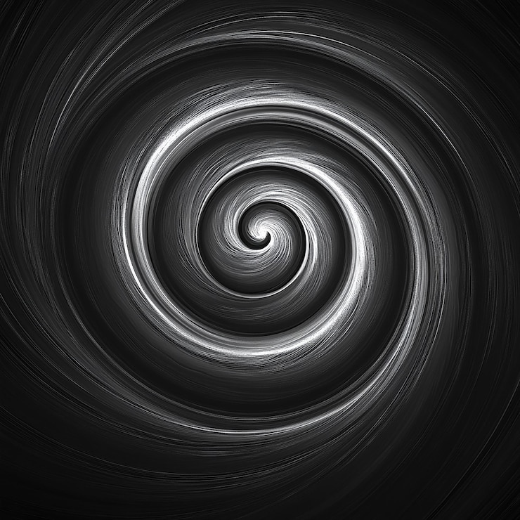 Foto una foto in bianco e nero di una spirale astratta in nero e bianco
