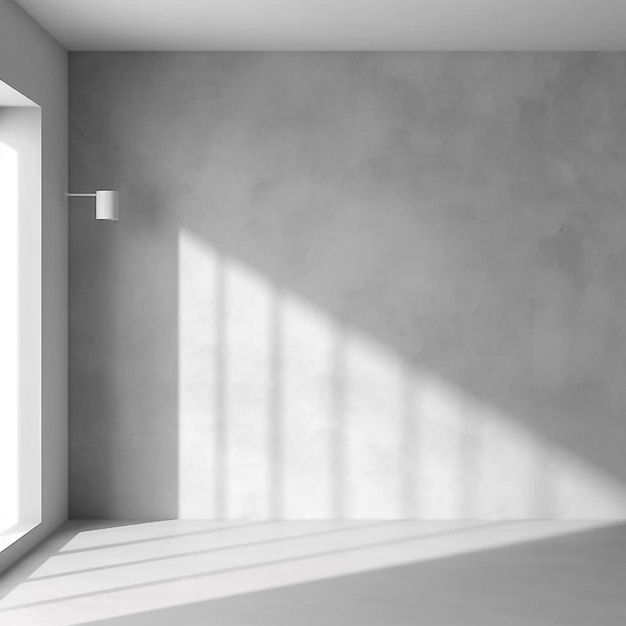 Una foto in bianco e nero di una stanza con una finestra e un muro generativo ai