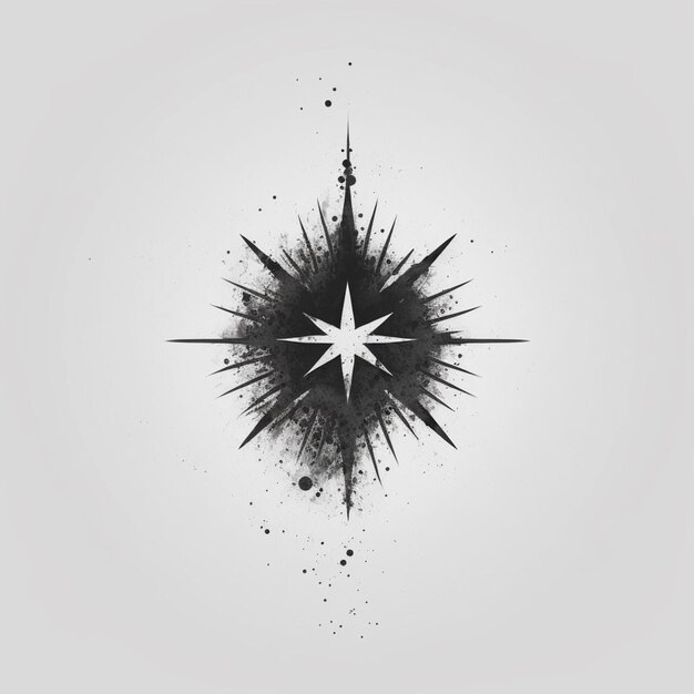 una foto in bianco e nero di una stella con splat su di essa generativa ai