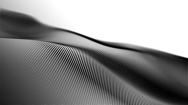 Una foto in bianco e nero di una superficie nera ondulata con uno sfondo bianco