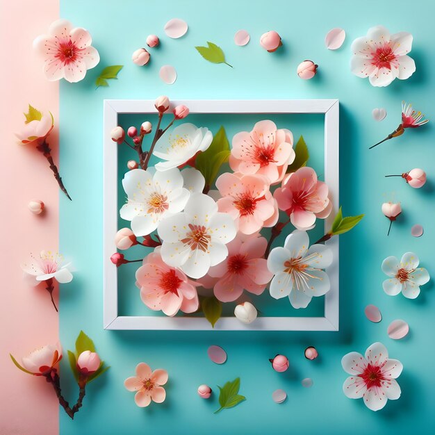 una foto incorniciata di fiori e una cornice con una foto di un fiore