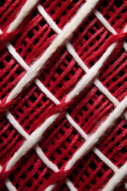 una foto macro dei fili rossi e bianchi intrecciati di un Martisor