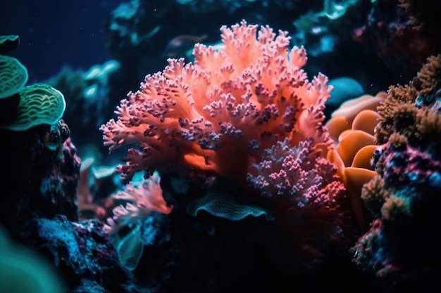 Una foto natura corallo rosa nel mare dell'acqua dell'oceano