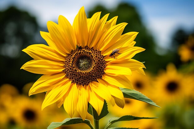 Una foto ravvicinata di un girasole con un canguro