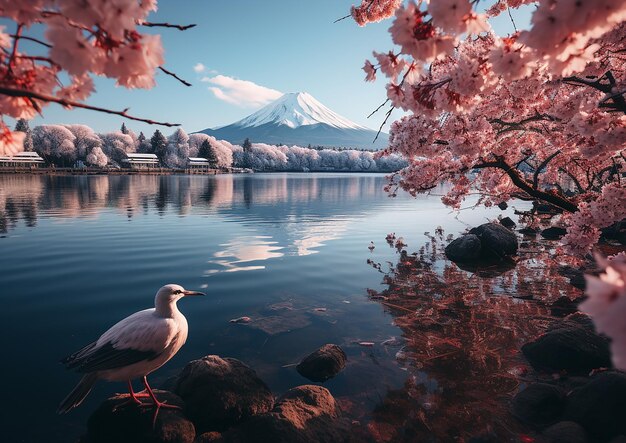 una foto realistica del monte Fuji