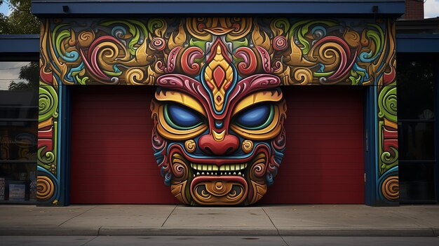 una foto renderizzata in 3D di uno splendido disegno di street art