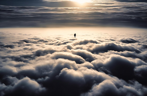 Una foto scattata dall'alto che mostra le nuvole sotto il sole