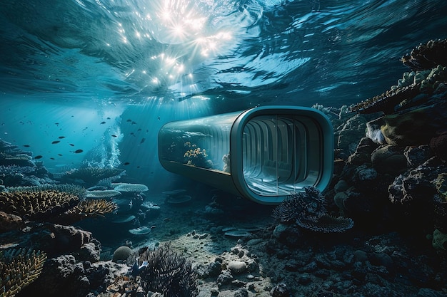 Una foto sottomarina di un bagno nell'oceano