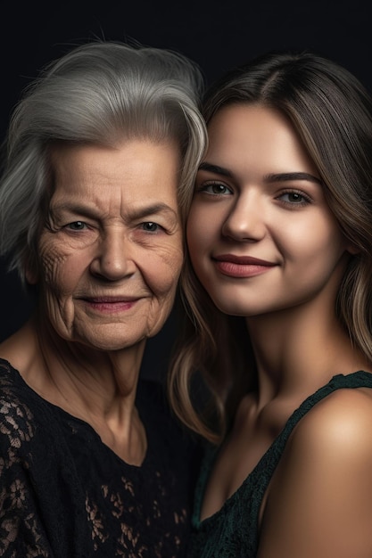 Una foto tagliata di una giovane donna e sua madre