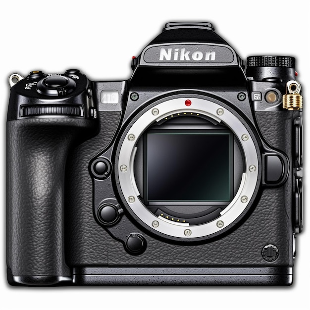 Una fotocamera nikon con una cover in plastica e una cover in plastica.