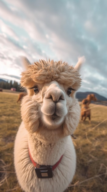 una fotografia del simpatico e adorabile lama alpaca