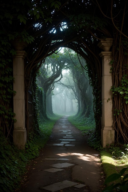 una fotografia dell'ingresso nella foresta