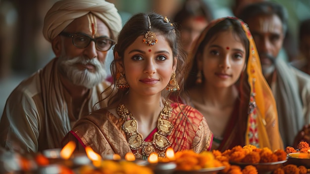 Una fotografia di Diwali con luci e festival