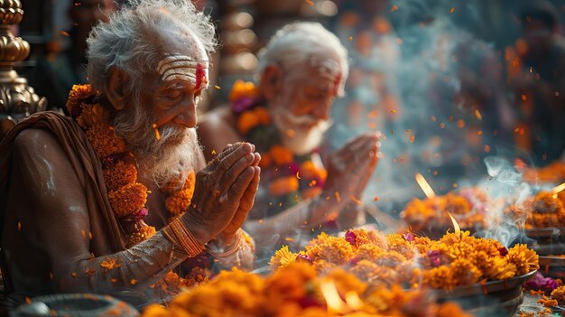 Una fotografia di Diwali con luci e festival