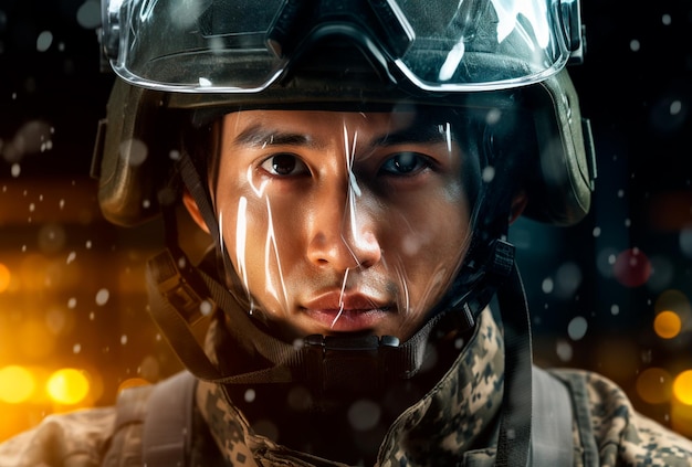 una fotografia di un soldato in uniforme