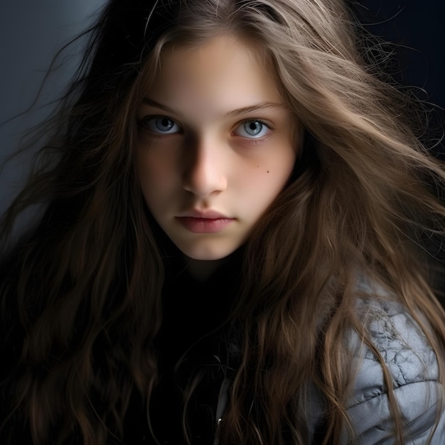 una fotografia di una ragazza adolescente capelli lunghi capelli castani